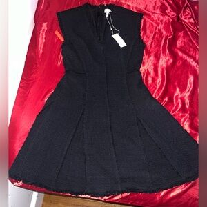 Rebecca Taylor Black Sleeveless V-Neck Fit-and-Flare Tweed Dress New size 8